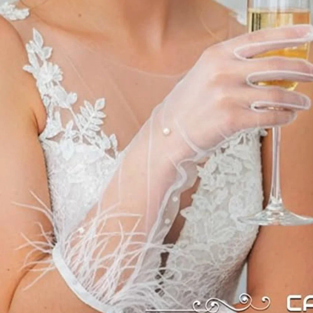 Lace Glove Pearl Tulle Gloves